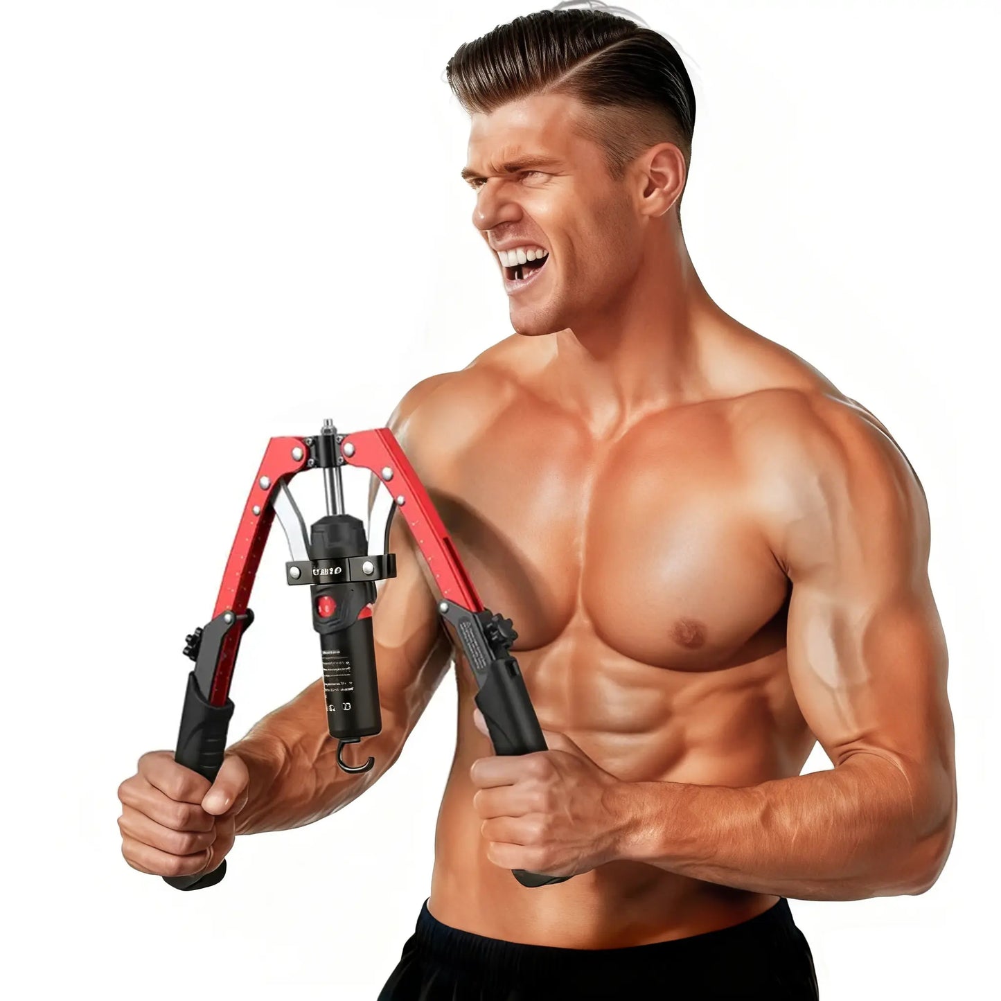 Chest & Arm Twister with Trainer - 15-Level Hydraulic Power Chest Press Machine (22-440Lb) for Upper Body, Portable Resistance Home Fitness Equipment Outdoorfun