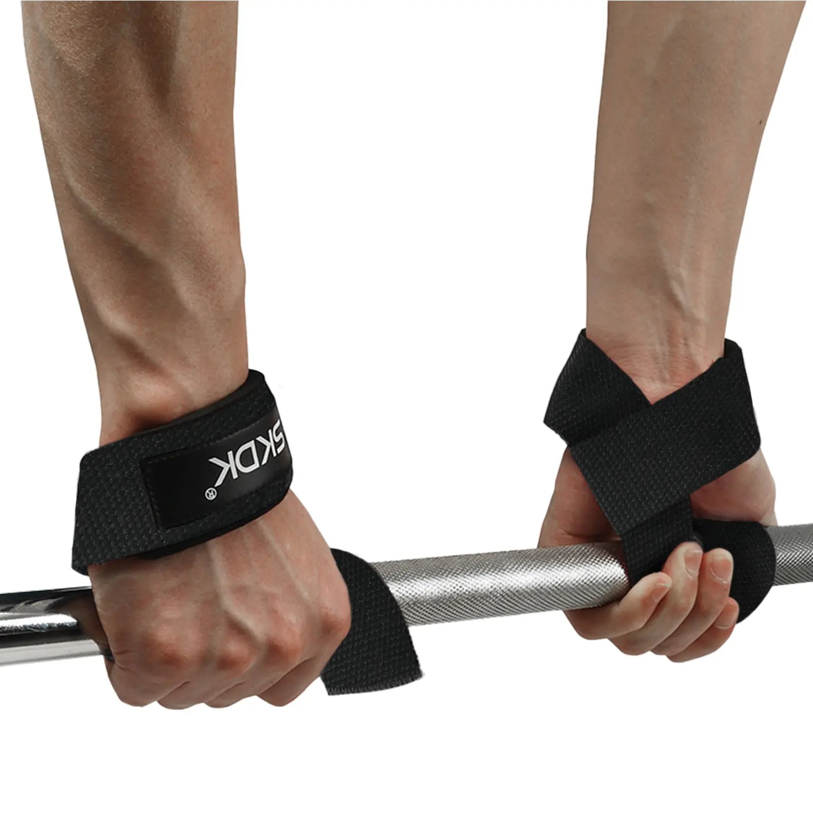 Adjustable Polyester Wrist Straps for Weightlifting & Fitness, Anti-Skid Silicone, Ideal for Deadlifts, Crossfit, Bodybuilding, and Strength Training (1 Pair)