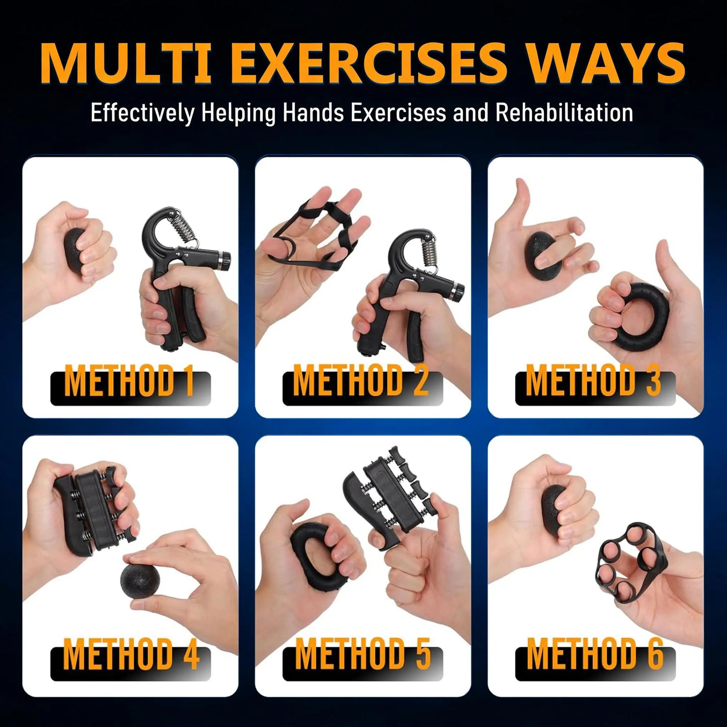 5-In-1 Adjustable Hand Grip Set, Forearm Trainer Gripper Finger Exerciser Grip Ring Stress Ball for Athletes