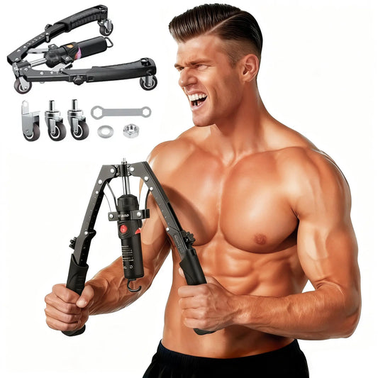 Chest & Arm Twister with Trainer - 15-Level Hydraulic Power Chest Press Machine (22-440Lb) for Upper Body, Portable Resistance Home Fitness Equipment Outdoorfun