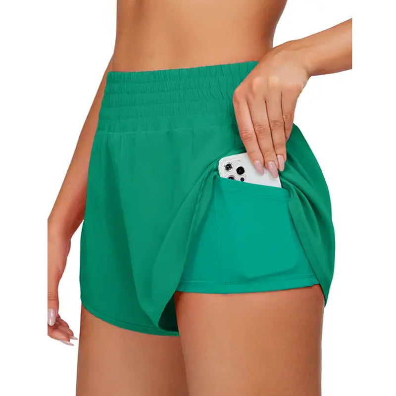 BMJL Womens Running Shorts High Waisted Side Pocket Athletic Shorts High Side Slit 2 in 1 Gym Shorts Outdoorfun Fathersdaygift