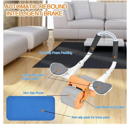 2026 Ab Roller Wheel with Knee Mat, Timer, and Elbow Support for Home Fitness - Automatic Rebound Exercise Equipment for Men and Women