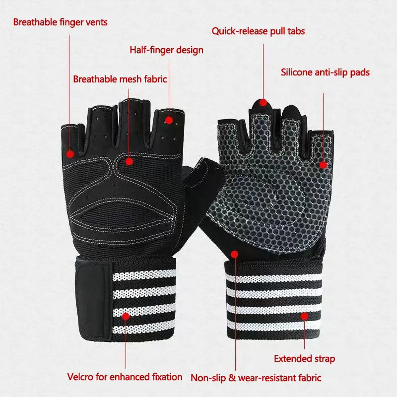 Padded Weightlifting Non-Slip Fingerless Gym for Men & Women Hand Protection Workout with Wrist Support Breathable for Heavy Lifting & Gym Breathable Fingerless Workout Anti-Slip Gym