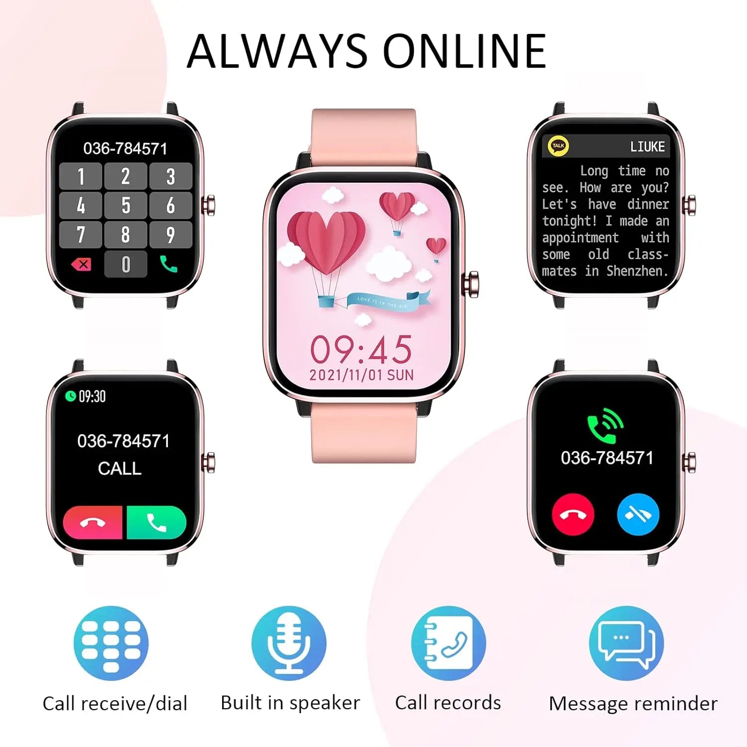 1.85 Inch Smart Watch with Call Answering and Health Monitoring 