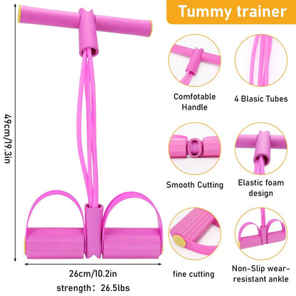Portable Pedal Resistance Band System – Full Body Toning for Abs, Legs & Arms, Easy Home Gym & Pilates Workout Tool