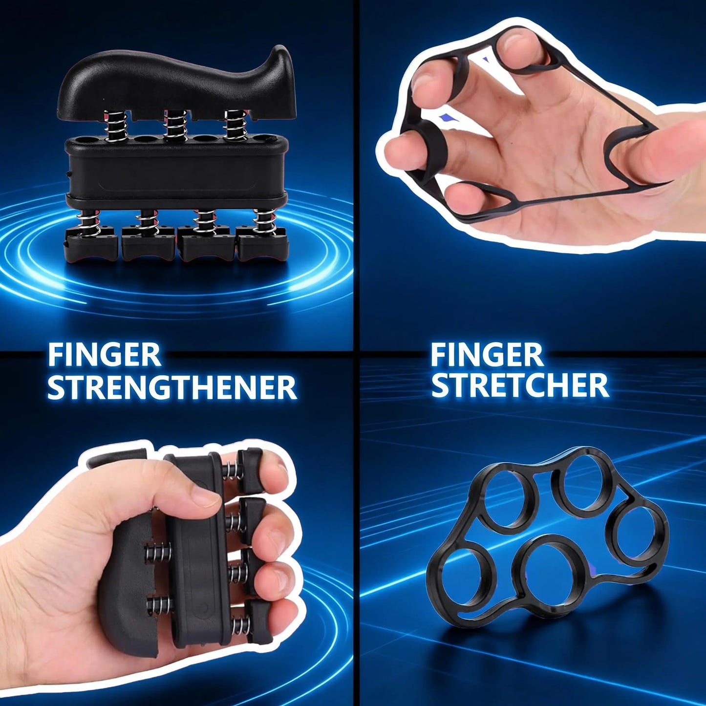 5-In-1 Adjustable Hand Grip Set, Forearm Trainer Gripper Finger Exerciser Grip Ring Stress Ball for Athletes