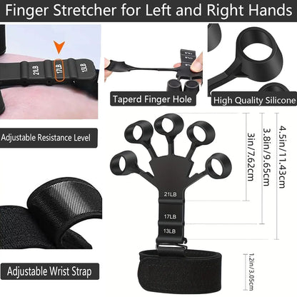 Hand Grip Strengthener Kit (5-In-1) | Grip Strength Trainer with Finger Exerciser, Forearm Strengthener, Stress Relief Ball & Hand Workout Ring for Muscle Building, Recovery & Therapy Forearm Exerciser Adjustable