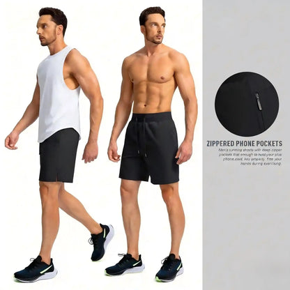 Men'S Athletic Gym Golf Shorts 7 Inch Inseam with Zipper Pockets, Lightweight Quick Dry Stretch Running Shorts with Elastic Waistband, Workout Training Active Shorts for Casual Everyday Wear