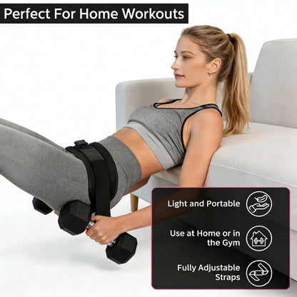 Hip Thrust Adjustable Resistance Weight Belt for Home Workouts, Kettlebell Training & Butt Shaping with Extra Cushioning and Adjustable Resistance