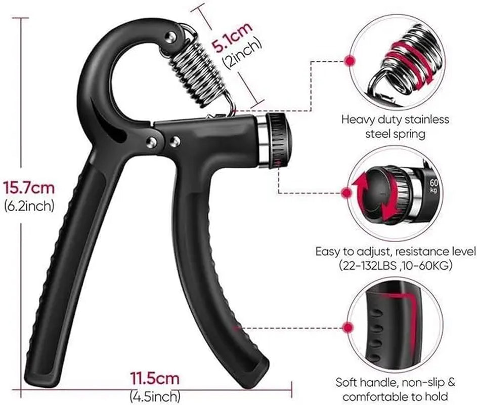 【5-In-1 Hand Grip Strengthener Trainer】 11-132 Lbs (5-60Kg) Adjustable Resistance ,Christmas/New Year/Thanksgiving Gift 10-130 Lb Forearm Exerciser