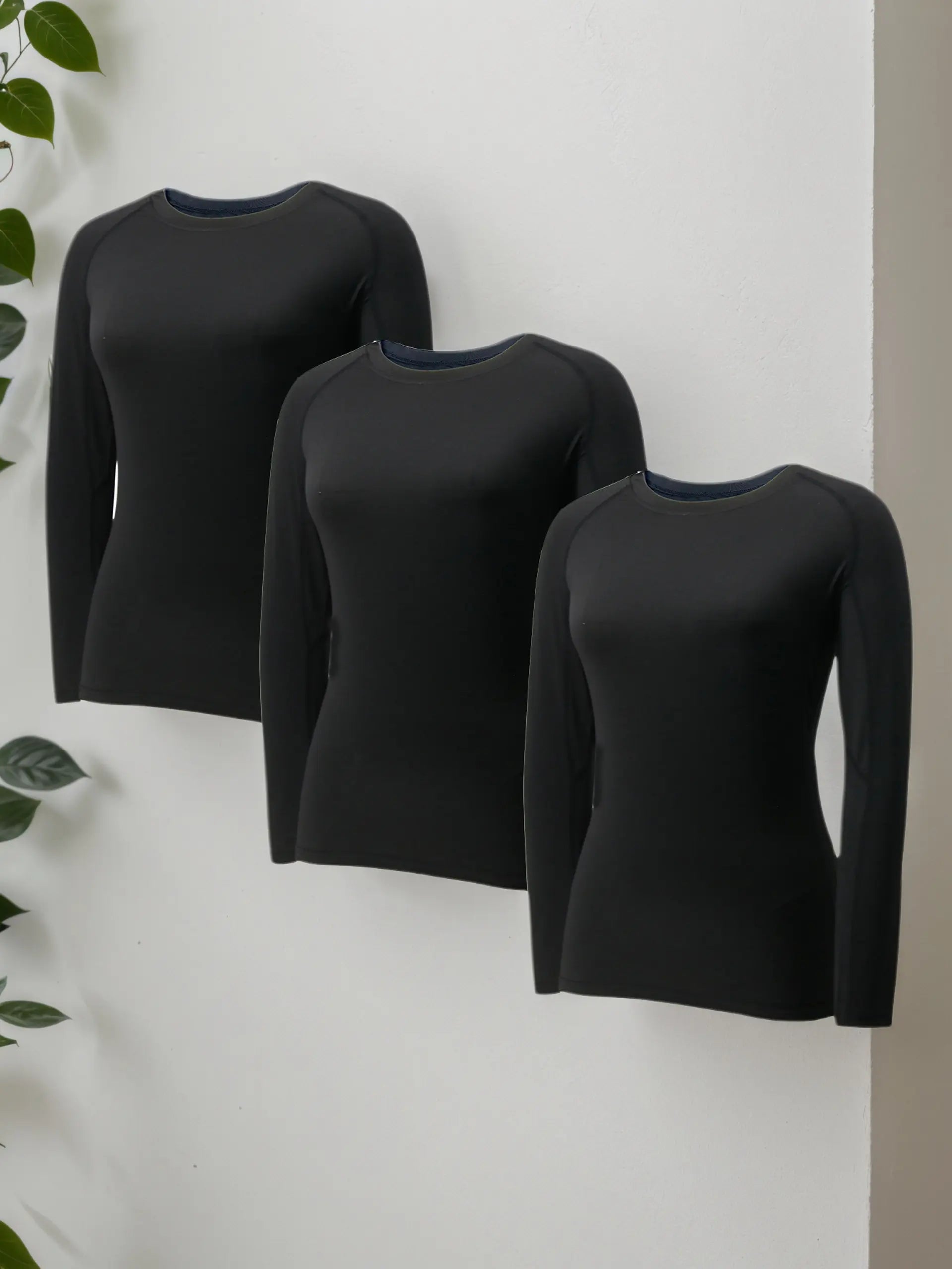3 Pack Womens Compression Shirts Long Sleeve Quick Dry Workout Running Yoga Shirts for Women Athletic Tops