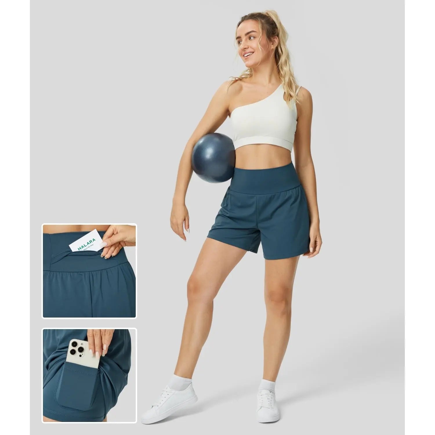 Halara Softlyzero Airy Super High Waisted 2-In-1 Cool Touch Yoga Shorts 5'' with Pockets-Longer Length#Tiktokshopspringglowup