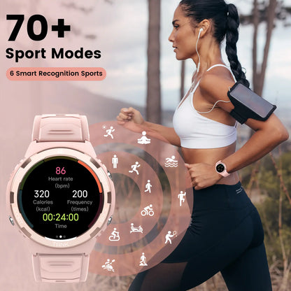 KOSPET S1 Bluetooth Smartwatch for Women Pink Wristwatch with AMOLED Display Health and FANCY LOOK with Tracker Long Battery Life 50M Waterproof Rugged for Fitness Sports Android Ios Compatible Giftforher - Aluminium,New Year Pick