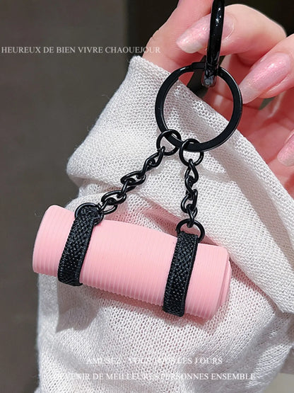 Creative Mini Yoga Mat Keychain, Keychain Accessory, Yoga Pad Keyring, Pilates Mat Yoga Charm Fitness Keychain for Bags, Bag Ornaments, Bag Hanging, Yoga Pilates Mat Bag Charm Decoration, Gym Bag Accessories, Car Backpack Keychain, Perfect Fitness Gift