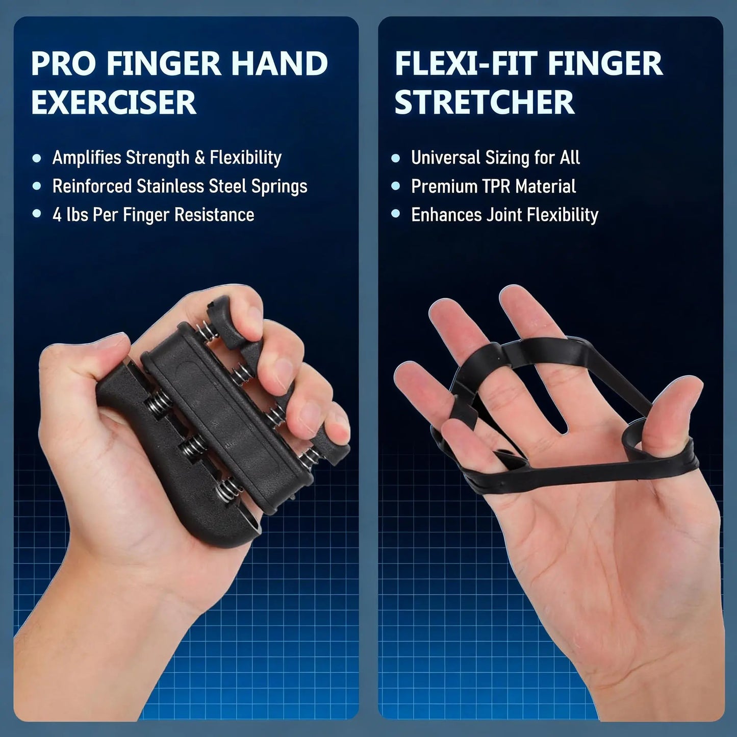 5-In-1 Adjustable Hand Grip Set, Forearm Trainer Gripper Finger Exerciser Grip Ring Stress Ball for Athletes