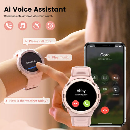 KOSPET S1 Bluetooth Smartwatch for Women Pink Wristwatch with AMOLED Display Health and FANCY LOOK with Tracker Long Battery Life 50M Waterproof Rugged for Fitness Sports Android Ios Compatible Giftforher - Aluminium,New Year Pick