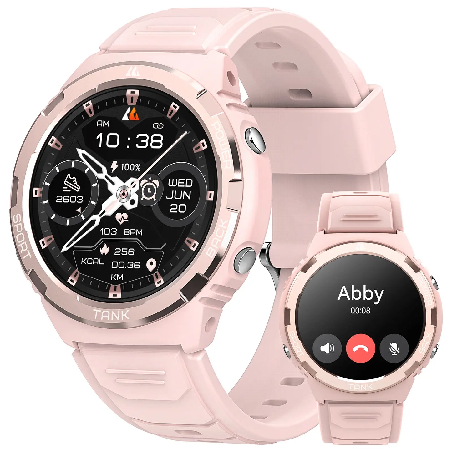 KOSPET S1 Bluetooth Smartwatch for Women Pink Wristwatch with AMOLED Display Health and FANCY LOOK with Tracker Long Battery Life 50M Waterproof Rugged for Fitness Sports Android Ios Compatible Giftforher - Aluminium,New Year Pick