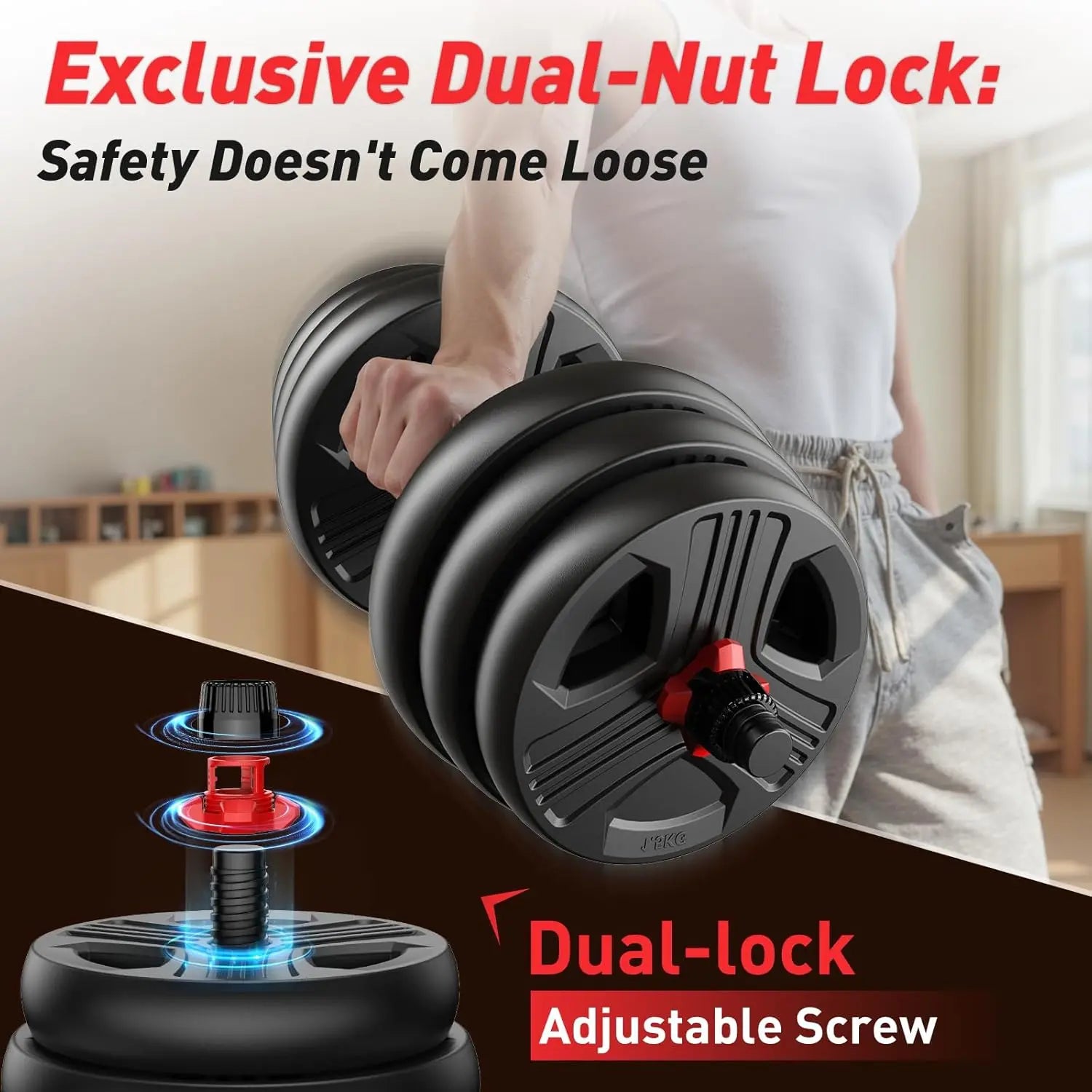 Adjustable Dumbbell Set,20/35/45/55/70/90Lbs Free Weights Set with Upgraded Nut, 5 in 1 Weight Set as Kettlebells, Barbell, Push up Stand, Fitness Exercise for Gym Suitable Men/Women