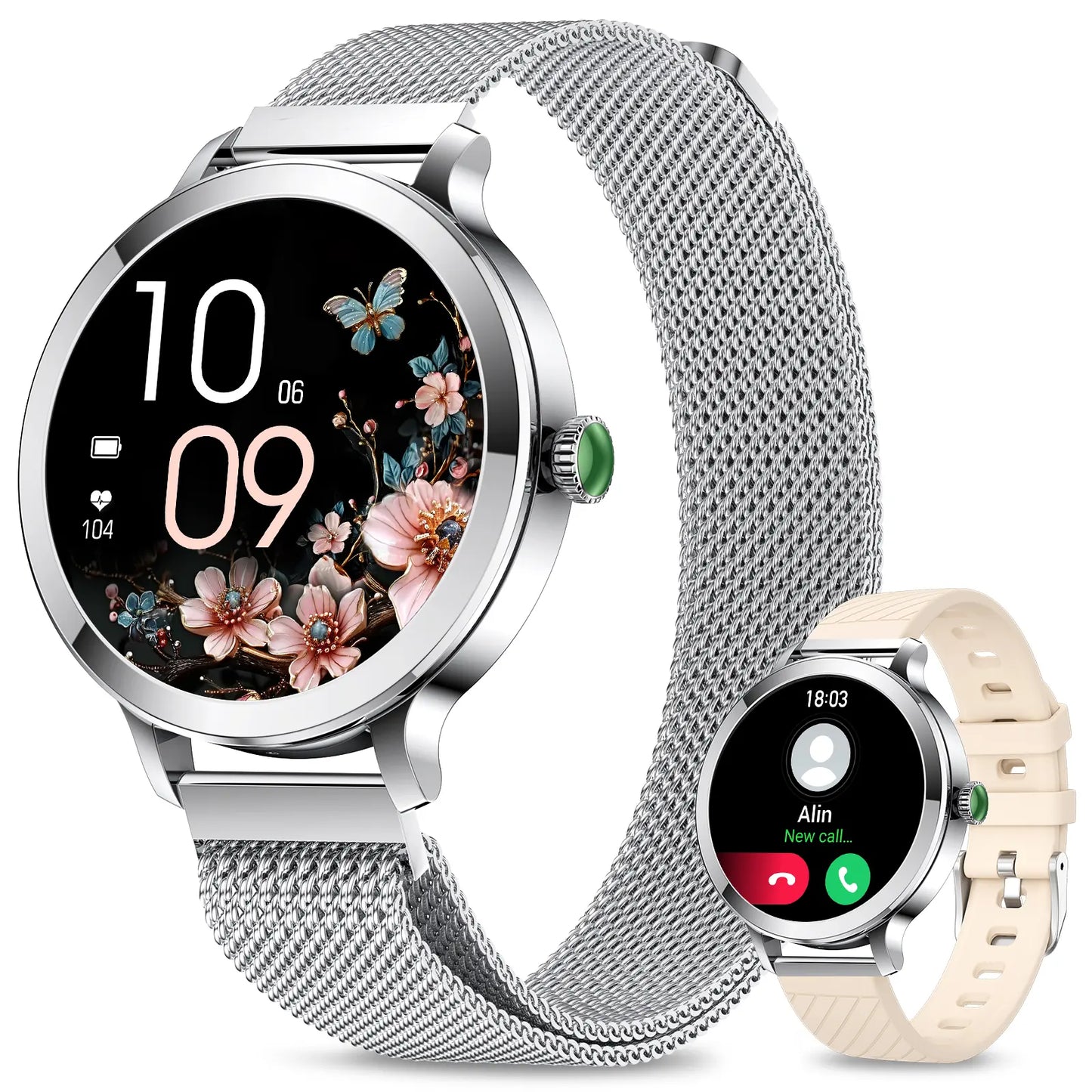 Smart Watch for Women, 1.106" AMOLED Small Screen Smartwatch Answer/Make Call for Android Ios Phones, IP68 Waterproof Fitness Activity Tracker with 100+ Sports, Heart Rate, Spo2,