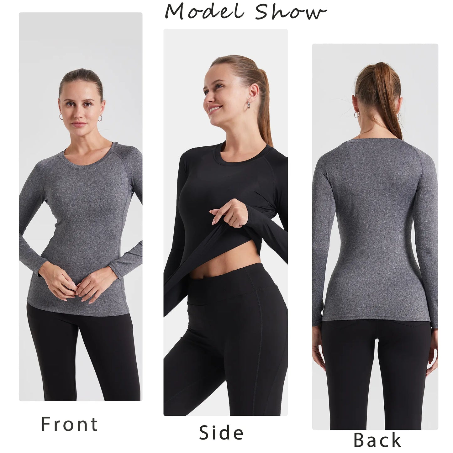 3 Pack Womens Compression Shirts Long Sleeve Quick Dry Workout Running Yoga Shirts for Women Athletic Tops