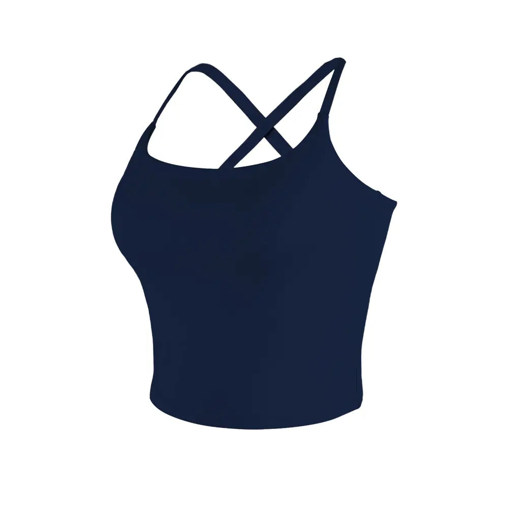 CRAZY YOGA 1/3/5 PCS Adjustable Straps Built-In Bra Tank Top - Criss Cross VS Spaghetti Thin Straps & Scoop Neck, Slim Cute Buttery Soft Thicker Fabric Longline Sports Bra with Built-In One-Piece Bra Pads Yoga Wear Fitness Yoga Gym Activewear