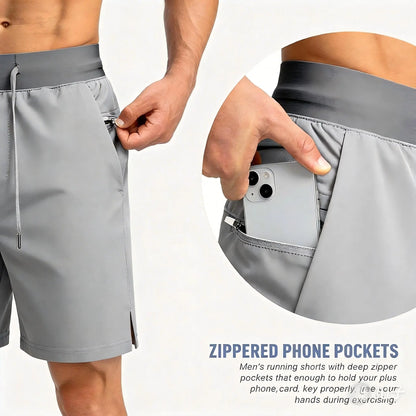 Men'S Athletic Gym Golf Shorts 7 Inch Inseam with Zipper Pockets, Lightweight Quick Dry Stretch Running Shorts with Elastic Waistband, Workout Training Active Shorts for Casual Everyday Wear