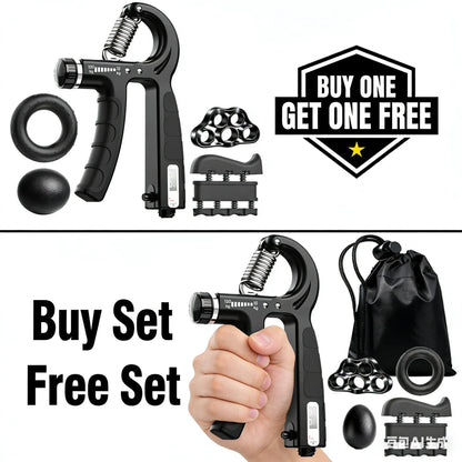 5-In-1 Adjustable Hand Grip Set, Forearm Trainer Gripper Finger Exerciser Grip Ring Stress Ball for Athletes