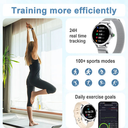 Smart Watch for Women, 1.106" AMOLED Small Screen Smartwatch Answer/Make Call for Android Ios Phones, IP68 Waterproof Fitness Activity Tracker with 100+ Sports, Heart Rate, Spo2,