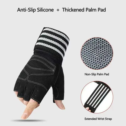 Padded Weightlifting Non-Slip Fingerless Gym for Men & Women Hand Protection Workout with Wrist Support Breathable for Heavy Lifting & Gym Breathable Fingerless Workout Anti-Slip Gym