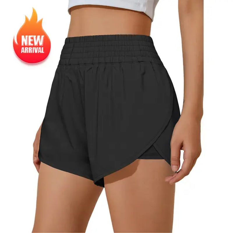 BMJL Womens Running Shorts High Waisted Side Pocket Athletic Shorts High Side Slit 2 in 1 Gym Shorts Outdoorfun Fathersdaygift