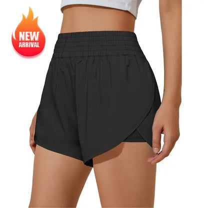BMJL Womens Running Shorts High Waisted Side Pocket Athletic Shorts High Side Slit 2 in 1 Gym Shorts Outdoorfun Fathersdaygift