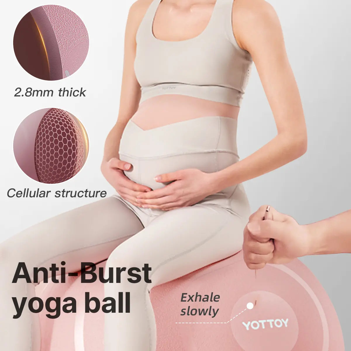 YOTTOY Anti-Burst Exercise Ball for Working Out, Yoga Ball for Pregnancy,Extra Thick Workout Ball for Physical Therapy,Stability Ball for Ball Chair Fitness with Pump…