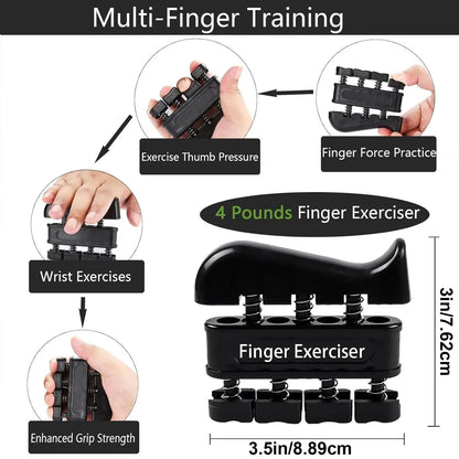 Hand Grip Strengthener Kit (5-In-1) | Grip Strength Trainer with Finger Exerciser, Forearm Strengthener, Stress Relief Ball & Hand Workout Ring for Muscle Building, Recovery & Therapy Forearm Exerciser Adjustable
