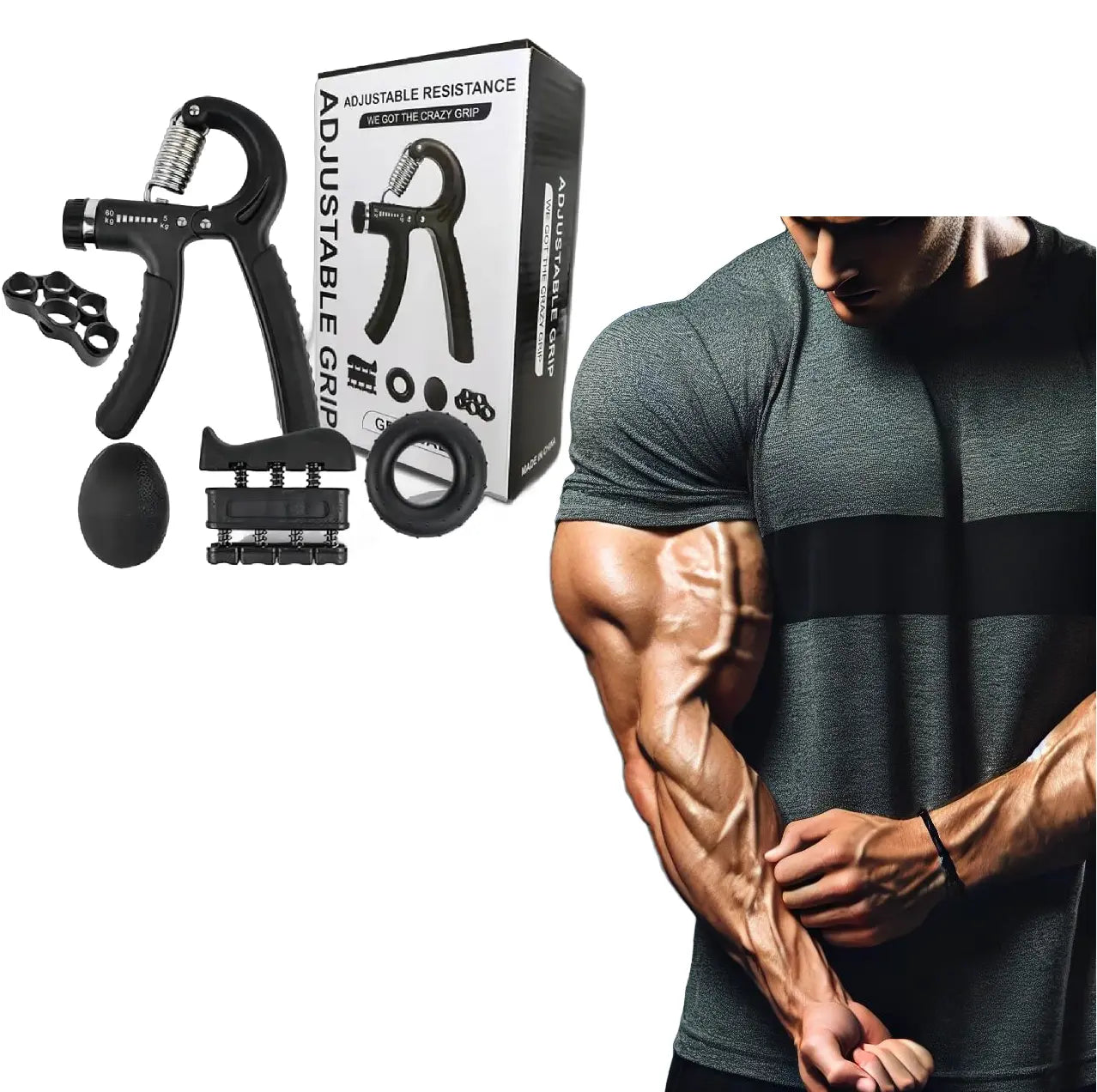 【5-In-1 Hand Grip Strengthener Trainer】 11-132 Lbs (5-60Kg) Adjustable Resistance ,Christmas/New Year/Thanksgiving Gift 10-130 Lb Forearm Exerciser