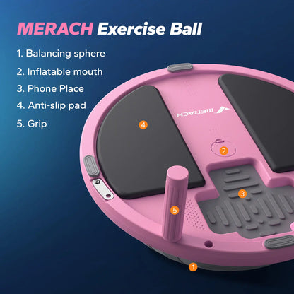 Merach Half Exercise Balls Trainer Balance Ball Trainer 2-In-1 Yoga Ball with Resistance Bands & Game Mode Core Stability & Full-Body Home Fitness Workout Equipment Summervibes