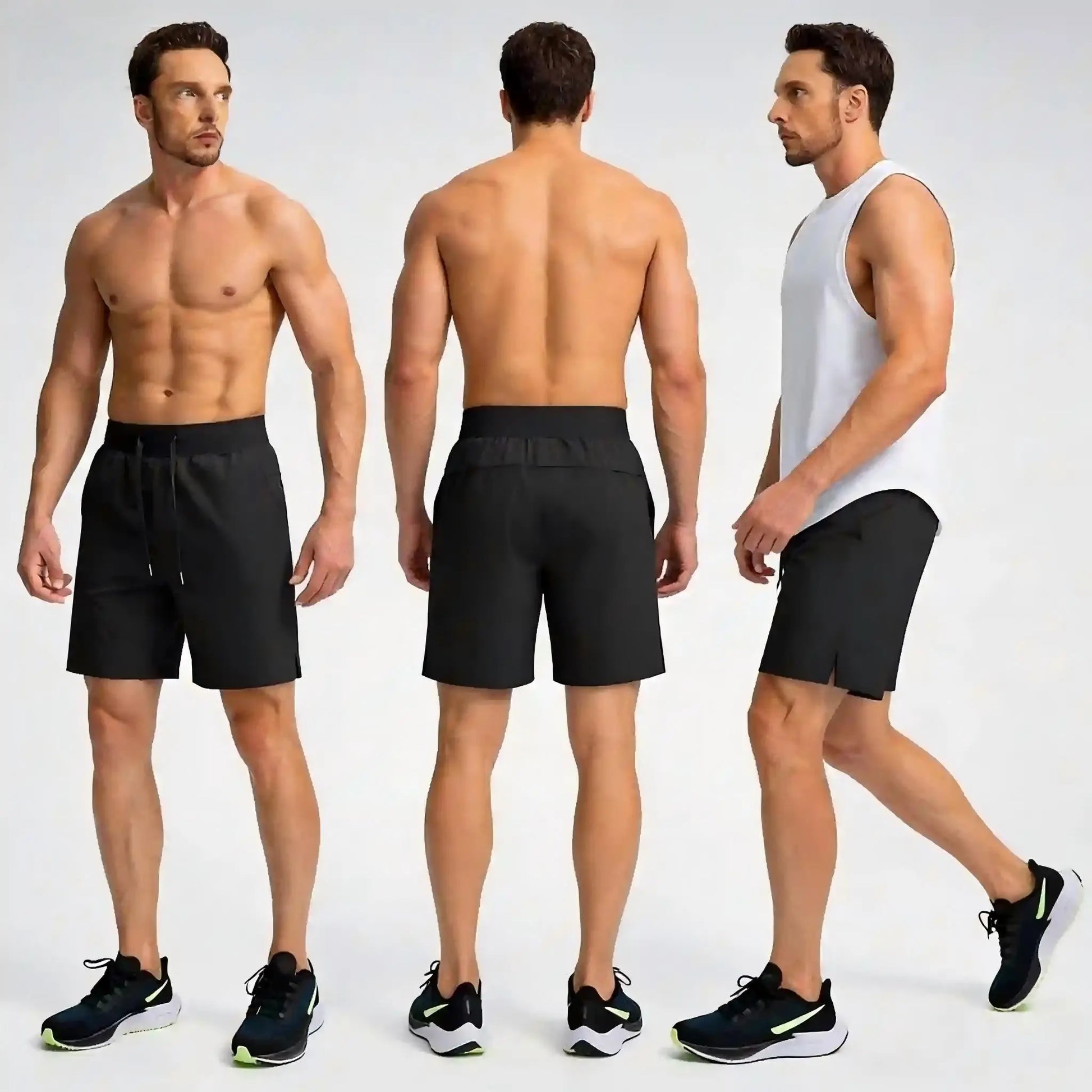 Men'S Athletic Gym Golf Shorts 7 Inch Inseam with Zipper Pockets, Lightweight Quick Dry Stretch Running Shorts with Elastic Waistband, Workout Training Active Shorts for Casual Everyday Wear