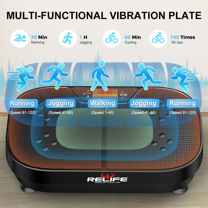 Relife Sports Vibration Plate 440LB Capacity Vibration Platform with Resistance Bands Whole Body Vibrating Training Equipment for Home Gym Exercise Machine Summervibes Summerwins