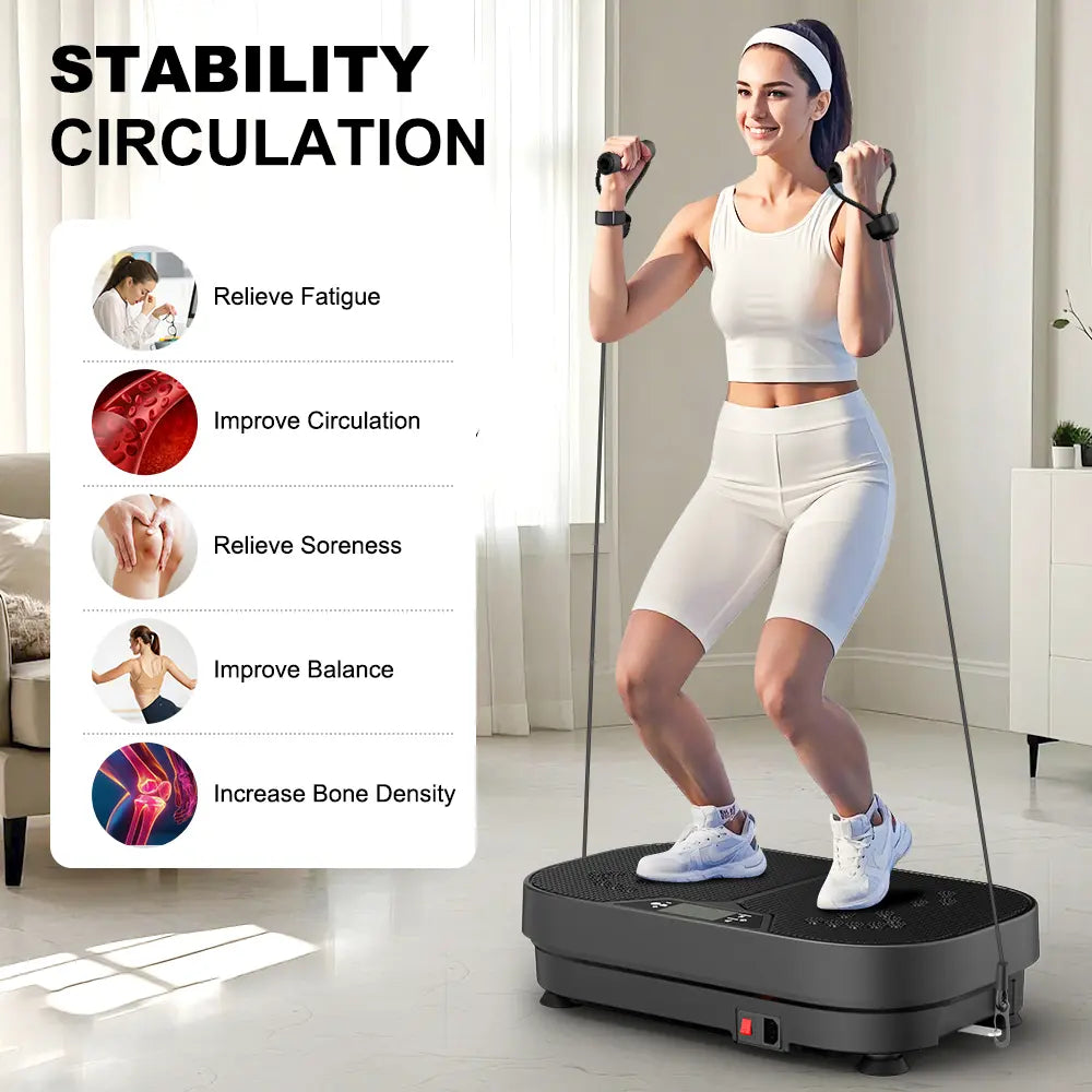 Relife Sports Vibration Plate 440LB Capacity Vibration Platform with Resistance Bands Whole Body Vibrating Training Equipment for Home Gym Exercise Machine Summervibes Summerwins