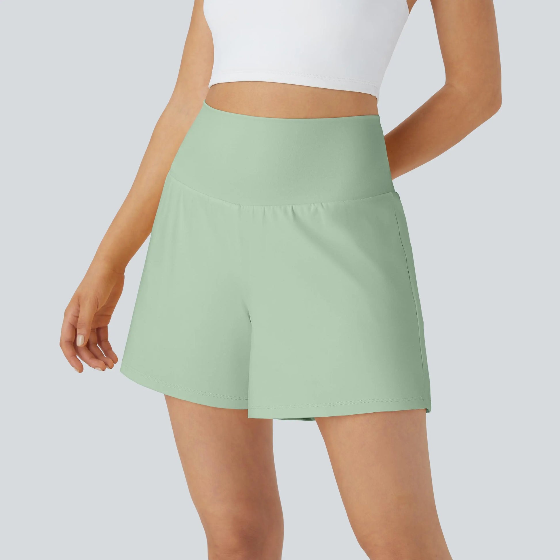Halara Softlyzero Airy Super High Waisted 2-In-1 Cool Touch Yoga Shorts 5'' with Pockets-Longer Length#Tiktokshopspringglowup