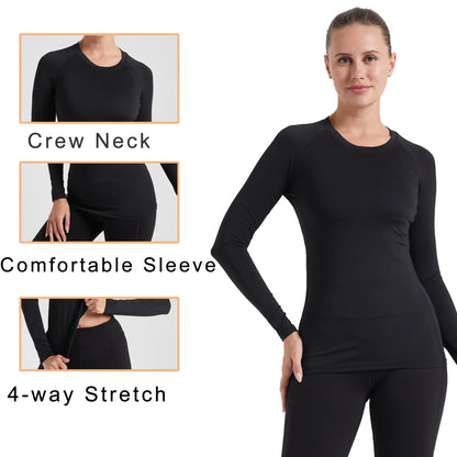 3 Pack Womens Compression Shirts Long Sleeve Quick Dry Workout Running Yoga Shirts for Women Athletic Tops