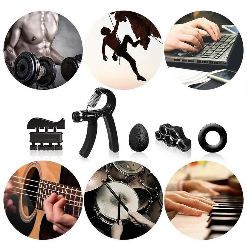 5-In-1 Adjustable Grip Strength Set: with Forearm Trainer Finger Stretching Ring Stress Reducing Grip Ball, Portable Hand Strength Fitness Tool Men'S Sports Gift