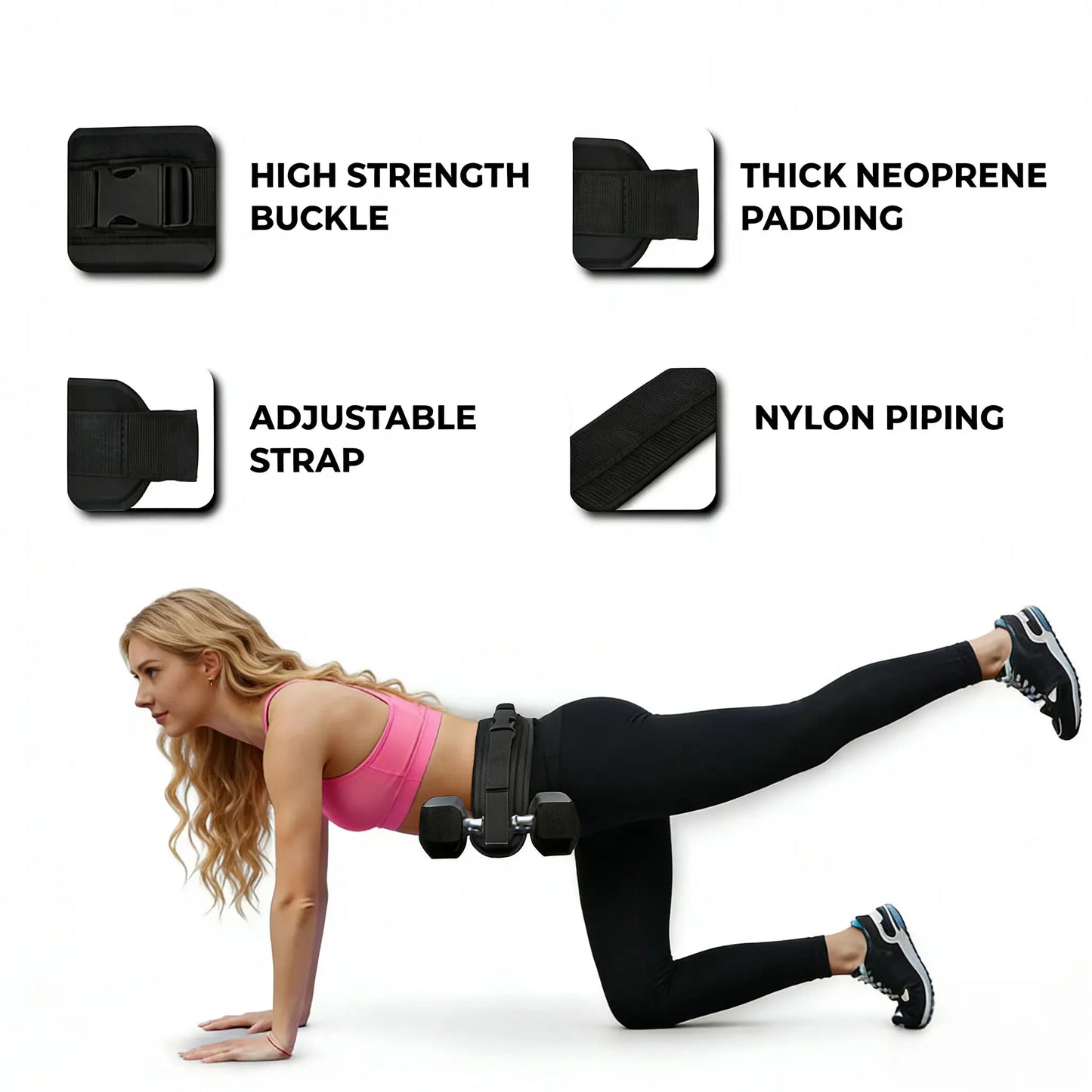 Hip Thrust Adjustable Weight Belt, One Size Fits Most, Durable for Home Workouts, Kettlebell Training & Butt Shaping