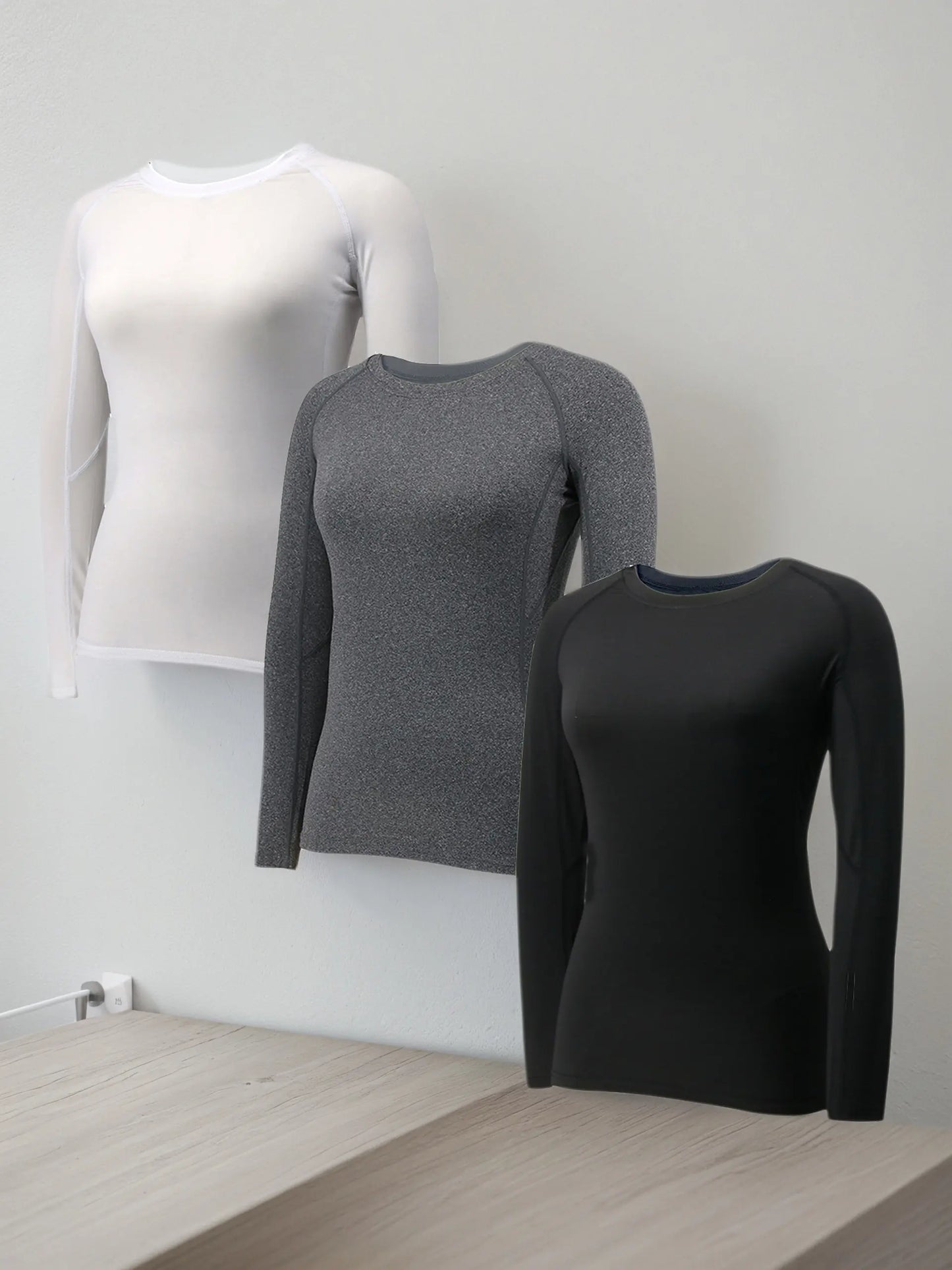 3 Pack Womens Compression Shirts Long Sleeve Quick Dry Workout Running Yoga Shirts for Women Athletic Tops