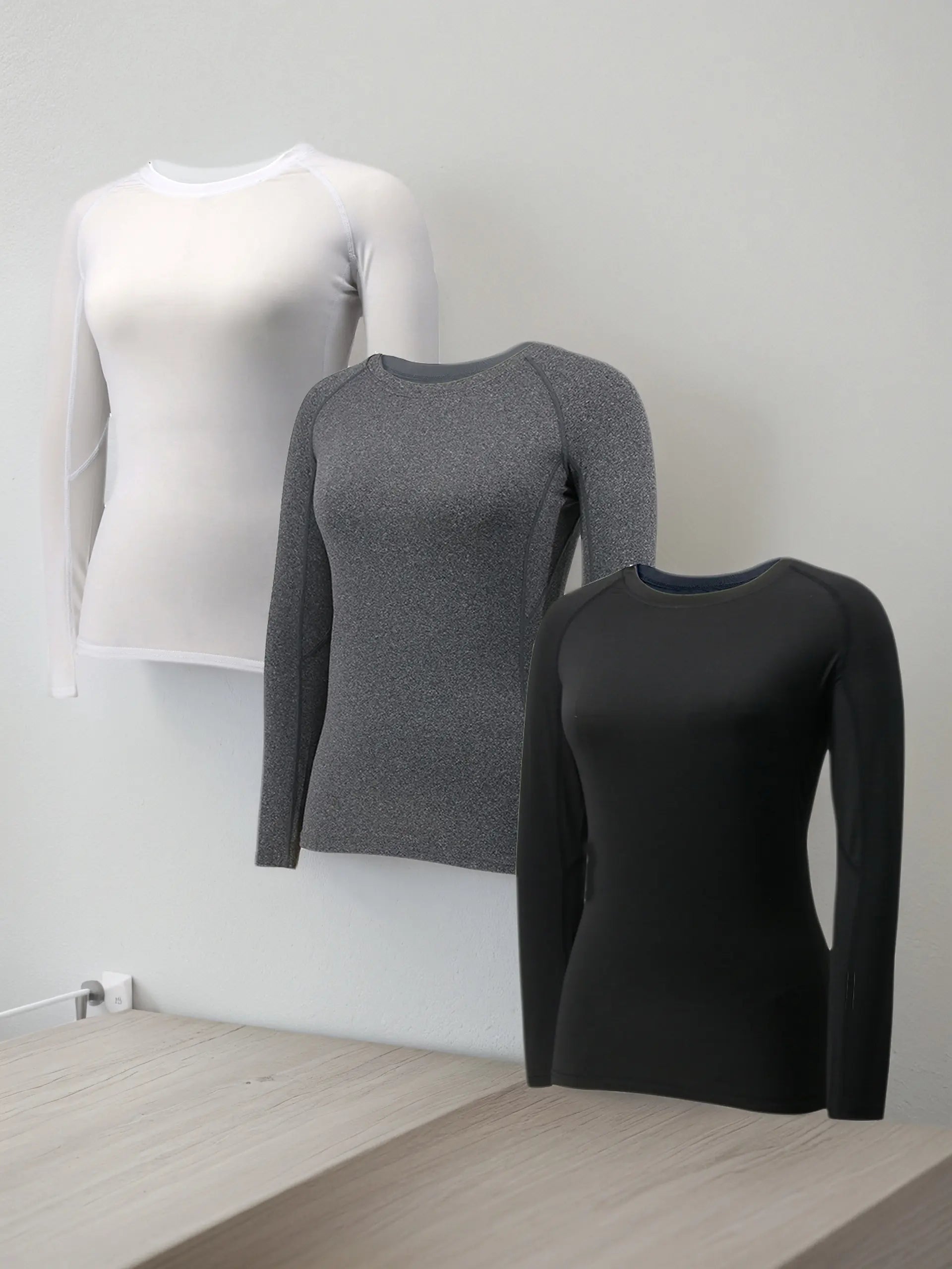 3 Pack Womens Compression Shirts Long Sleeve Quick Dry Workout Running Yoga Shirts for Women Athletic Tops