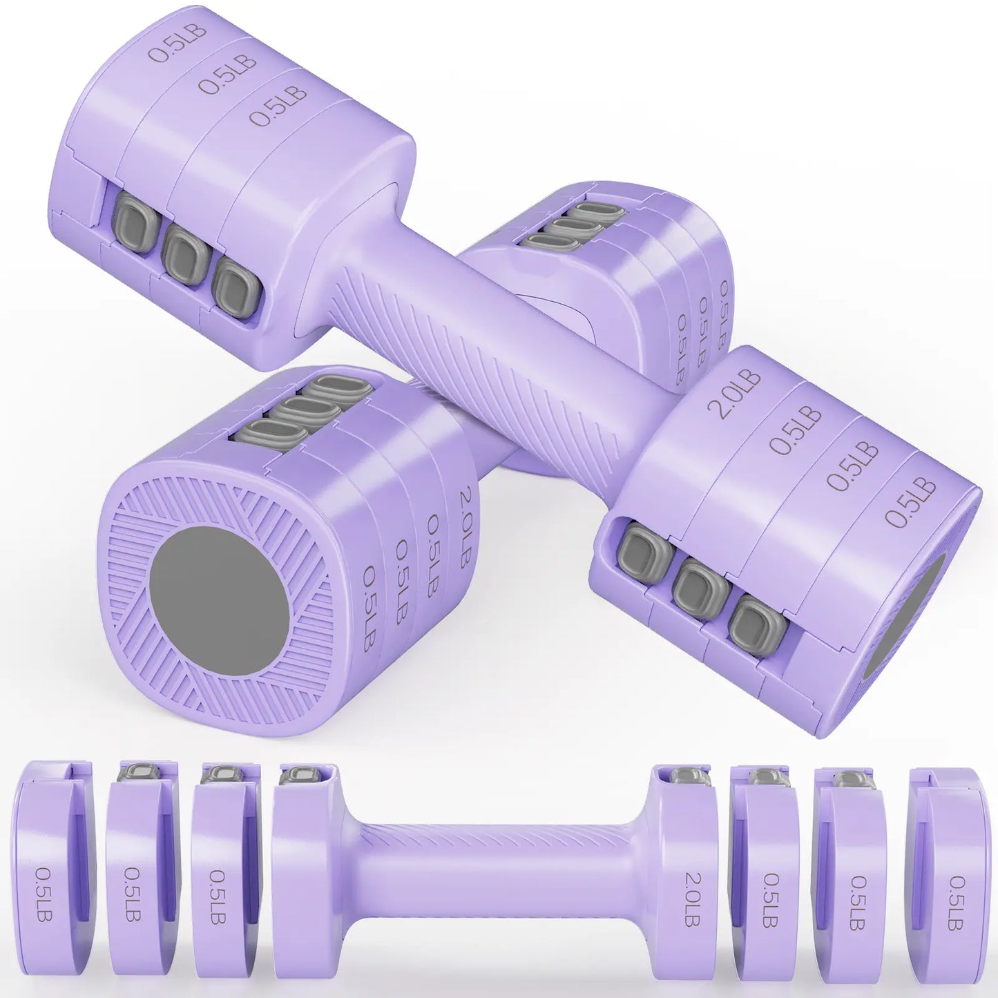 Adjustable Dumbbells 5 Lb Dumbbells Bearbro Set of 2 / Pair 10 Lb Total Free Weights 4 in 1 Women Hand Weights for Home,Office,Gym Exercise Training 2Lb 3Lb 4Lb 5Lb Fast Adjust