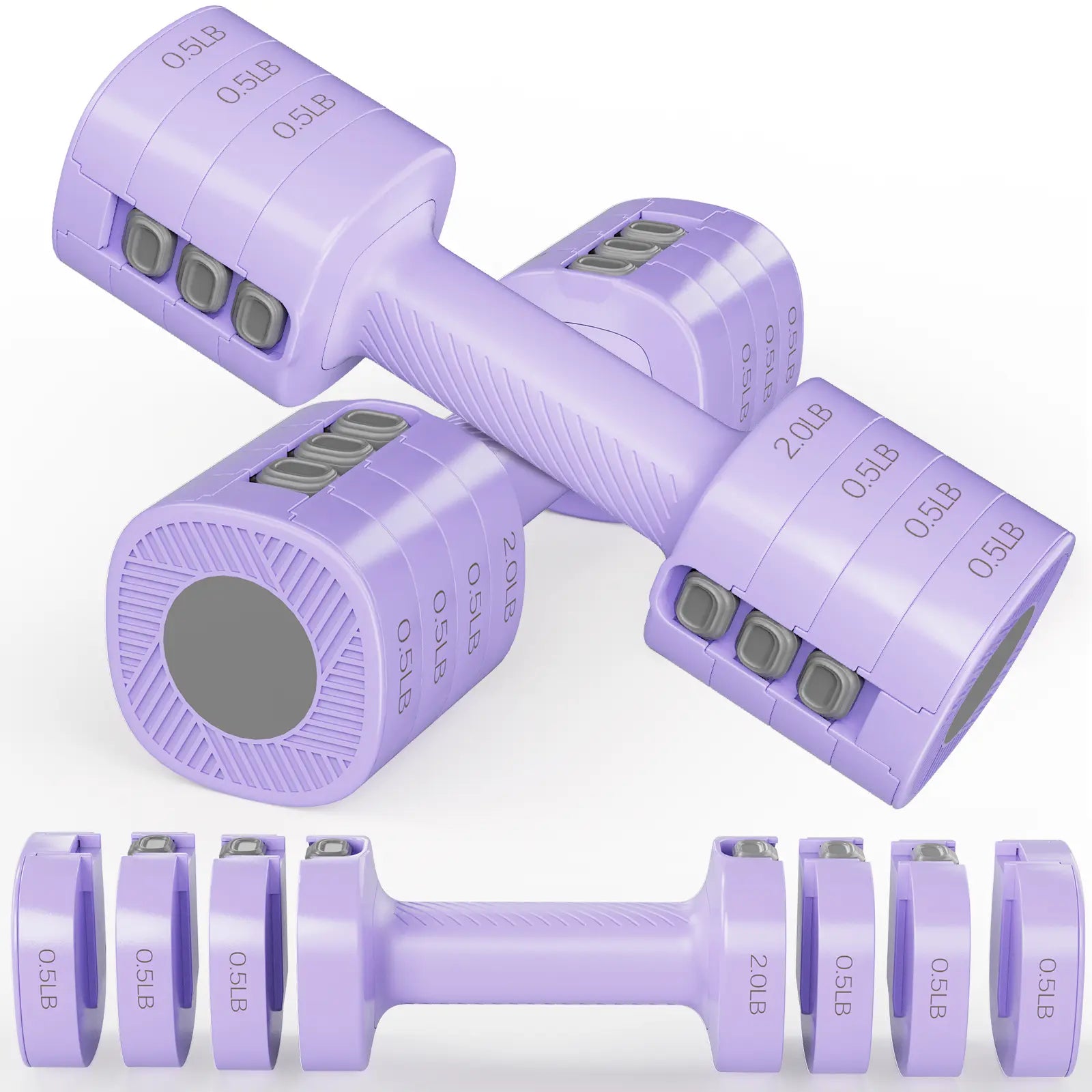 Adjustable Dumbbells 5 Lb Dumbbells Bearbro Set of 2 / Pair 10 Lb Total Free Weights 4 in 1 Women Hand Weights for Home,Office,Gym Exercise Training 2Lb 3Lb 4Lb 5Lb Fast Adjust