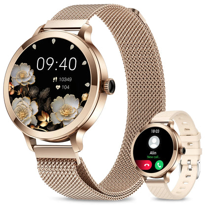 Smart Watch for Women, 1.106" AMOLED Small Screen Smartwatch Answer/Make Call for Android Ios Phones, IP68 Waterproof Fitness Activity Tracker with 100+ Sports, Heart Rate, Spo2,