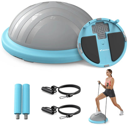 Merach Half Exercise Balls Trainer Balance Ball Trainer 2-In-1 Yoga Ball with Resistance Bands & Game Mode Core Stability & Full-Body Home Fitness Workout Equipment Summervibes